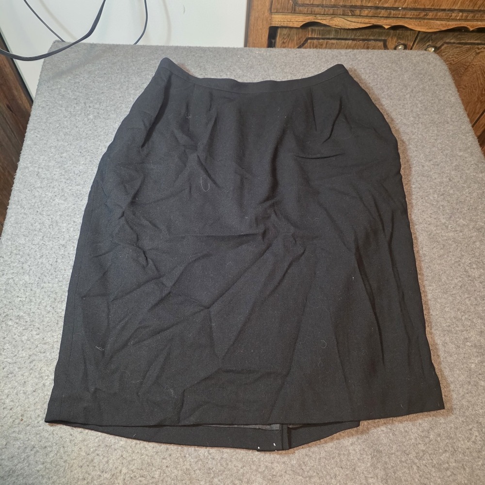 vintage Elisabeth by Liz Claiborne black skirt 100% Wool Size 14 J2